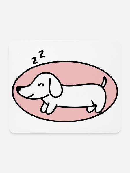 Schlafender Dackel Hund Grafik - Mousepad (Querformat) - Weiß