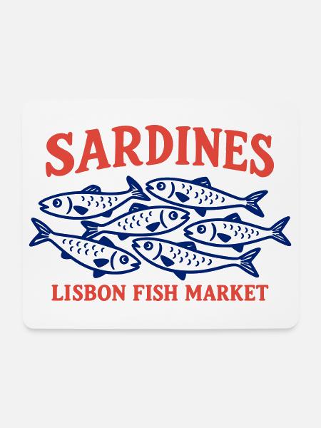 Vintage Lissabonner Fischmarkt Sardinen Portugal - Mousepad (Querformat) - Weiß