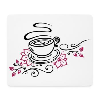 Tea, tea cup, tea time, cherry blossoms - Mouse Pad (horizontal) - white - Front