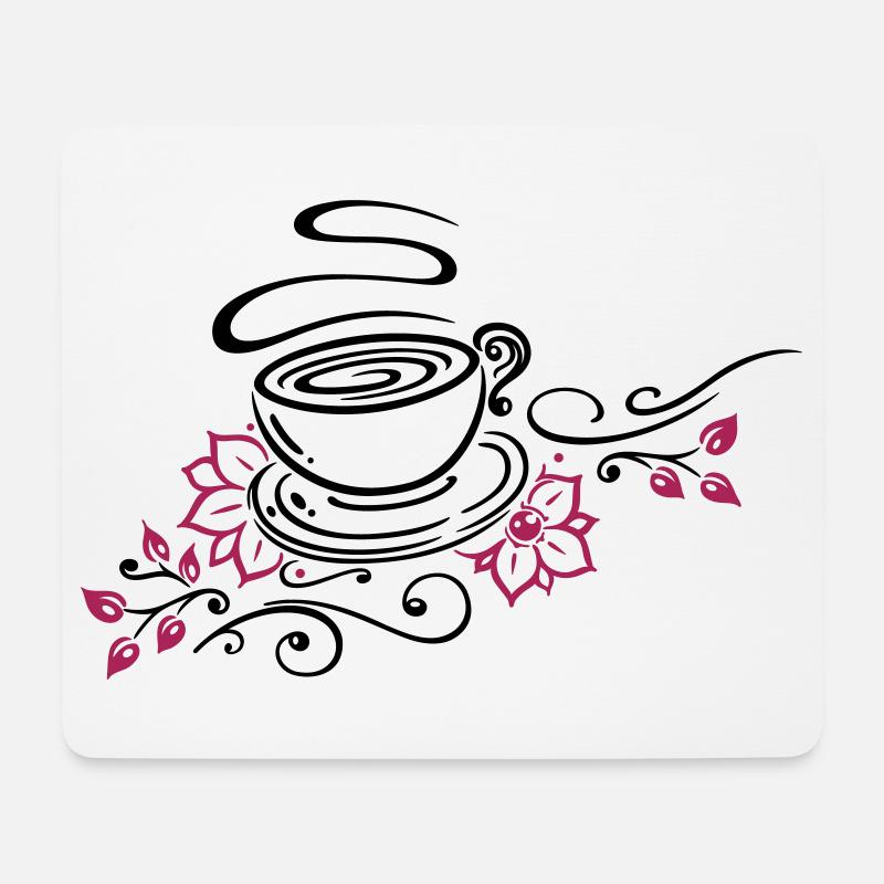 Tee, Teetasse, tea time, Kirschblüten - Mousepad (Querformat) - Weiß