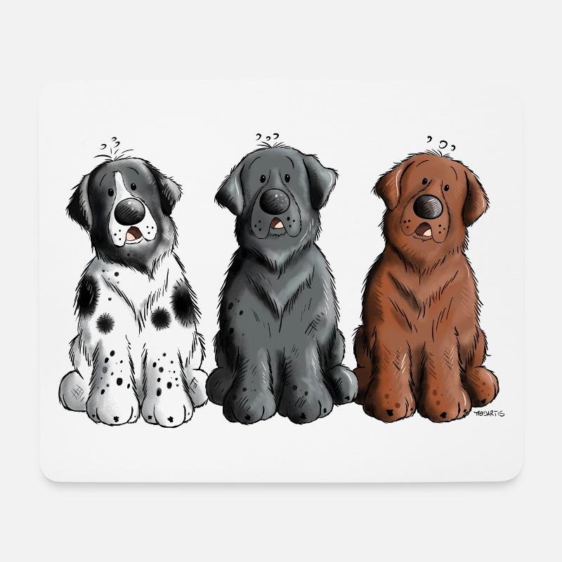 Neufundländer Trio - Mousepad (Querformat) - Weiß