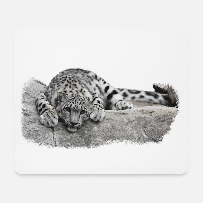 geschenke raubkatzenliebhaber, Schneeleopard Junge - Mousepad (Querformat) - Weiß
