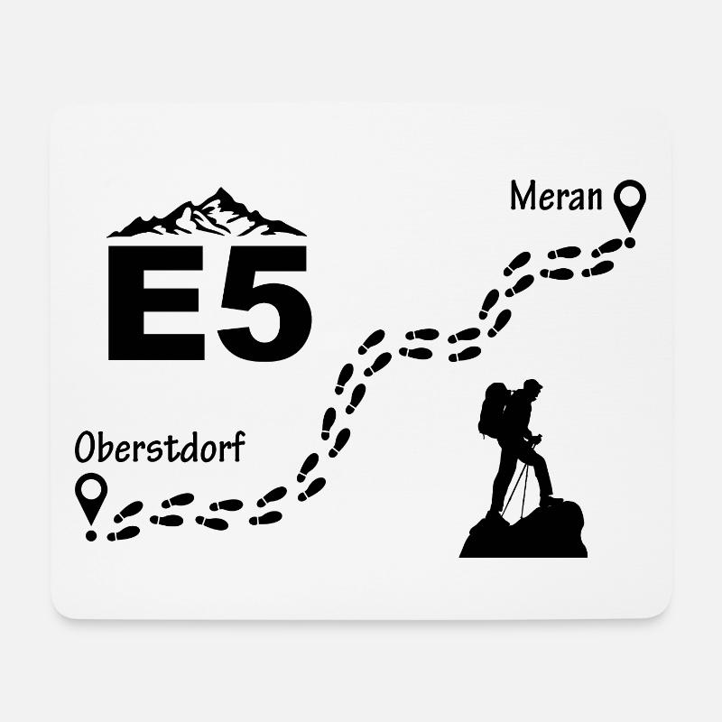 E5 Alpenüberquerung - Mousepad (Querformat) - Weiß