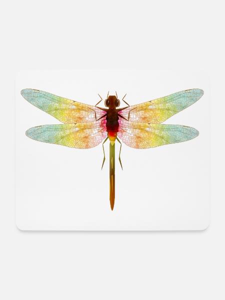 Schillernde Libelle – Filigranes Insektenmotiv - Mousepad (Querformat) - Weiß