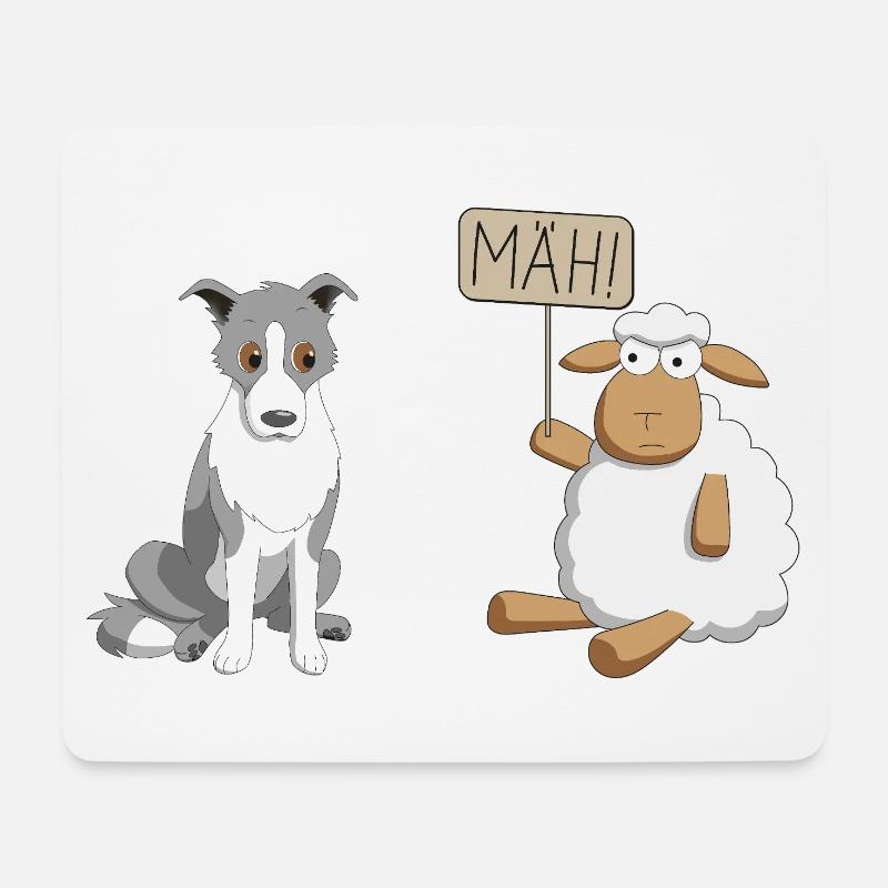 Border Collie und Schaf - Mousepad (Querformat) - Weiß