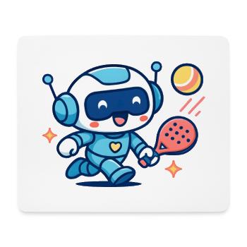 Kawaii Futuristic Blue Tennis Robot - Mouse Pad (horizontal) - white - Front