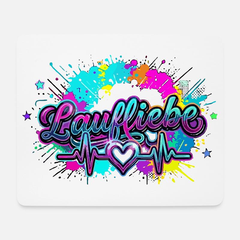 Lauf Liebe Herzschlag Farbexplosion - Mousepad (Querformat) - Weiß