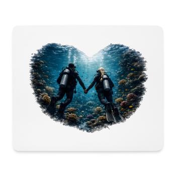 Diving together – diving couple in heart motif - Mouse Pad (horizontal) - white - Front