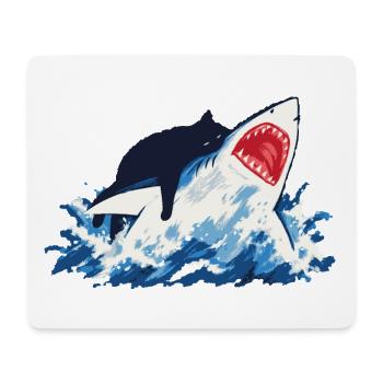 Cat Shark Ocean Humor - Mouse Pad (horizontal) - white - Front