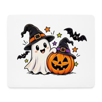  Halloweenfreude Geist und Kürbis - Mousepad (Querformat) - Weiß - Vorne