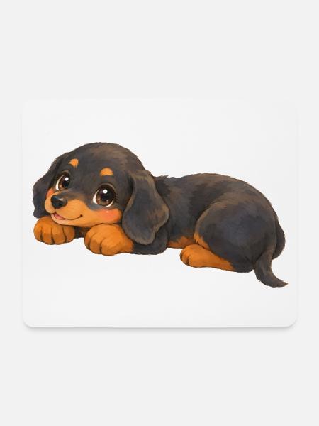 Dackel - Süßes Dackelbaby mit großen Augen - Mousepad (Querformat) - Weiß