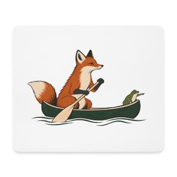 Fuchs und Frosch im Kanu – Outdoor-Abenteuer - Mousepad (Querformat) - Weiß - Vorne