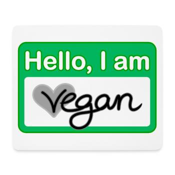 Hello, I am vegan Namensschild - Mousepad (Querformat) - Weiß - Vorne