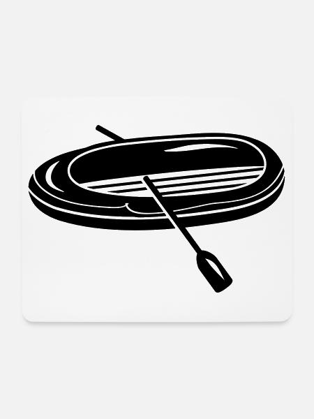 Schlauchboot mit zwei Paddel - Mousepad (Querformat) - Weiß