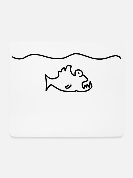 piranha mit gebiss - Mousepad (Querformat) - Weiß