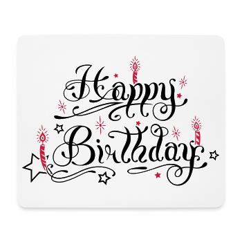 Happy birthday lettering with candles. - Mouse Pad (horizontal) - white - Front