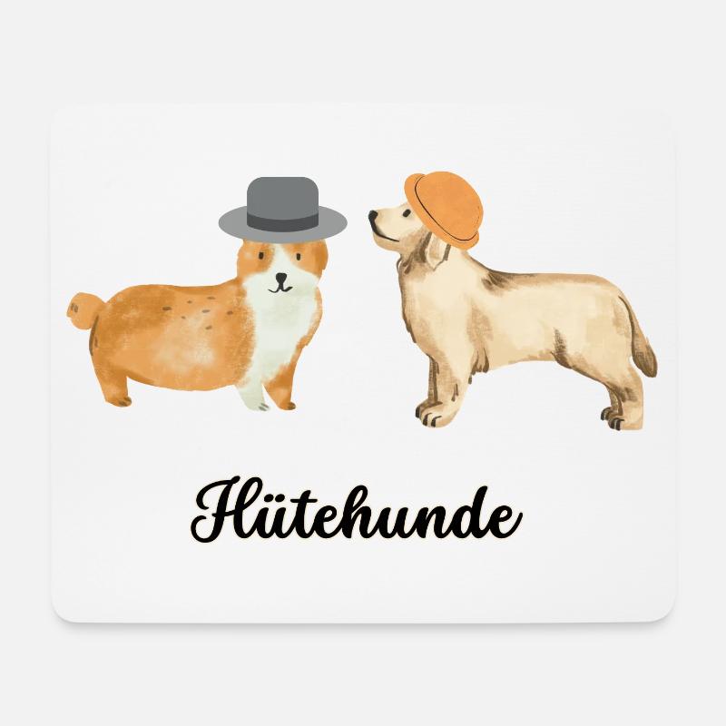 Hütehunde, Hunde mit Hüten - Mousepad (Querformat) - Weiß