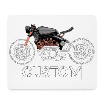 Motorcycle Custom Biker Drawing Moto Symbol Logo - Mouse Pad (horizontal) - white - Front