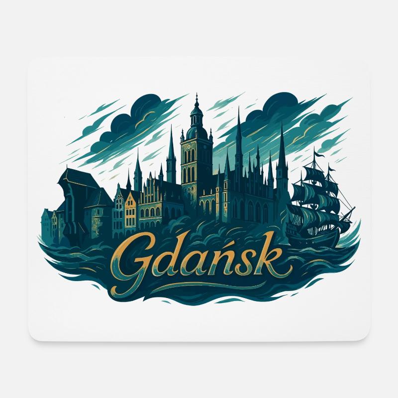 Danzig Gdańsk maritim Silhouette Polen Geschenk - Mousepad (Querformat) - Weiß
