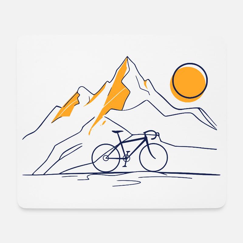 Bike Mountain Sun - Mousepad (Querformat) - Weiß