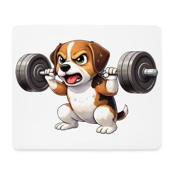 Beagle Workout Bodybuilding Barbell Training Motiv - Mousepad (Querformat) - Weiß - Vorne