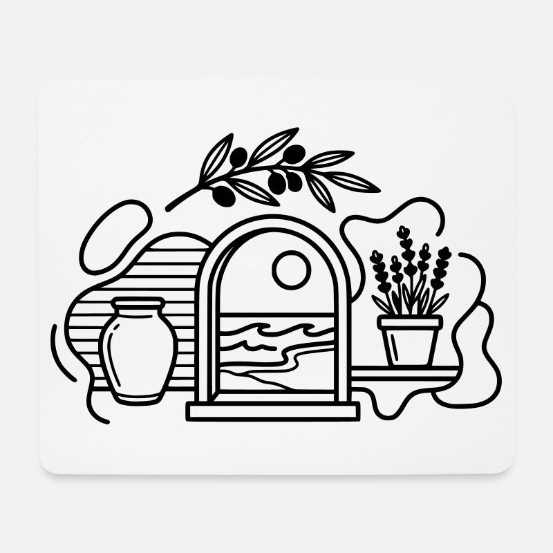 Mittelmeerbrise, Olivenzweig und Ägäis - Mousepad (Querformat) - Weiß