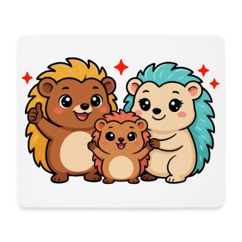 Funny hedgehog family - Mouse Pad (horizontal) - white - Front