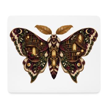 Nachtbibliothek-Motte - Mousepad (Querformat) - Weiß - Vorne