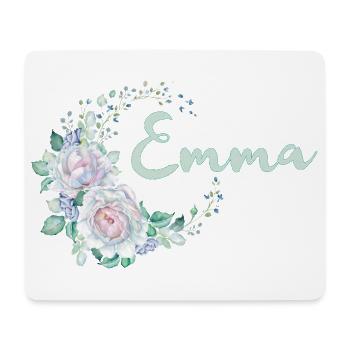 Emma Blütenkranz Schrift - Mousepad (Querformat) - Weiß - Vorne