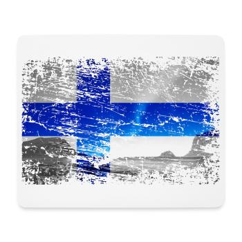 Finnland mit Nordlicht im Vintage-Style - Mousepad (Querformat) - Weiß - Vorne