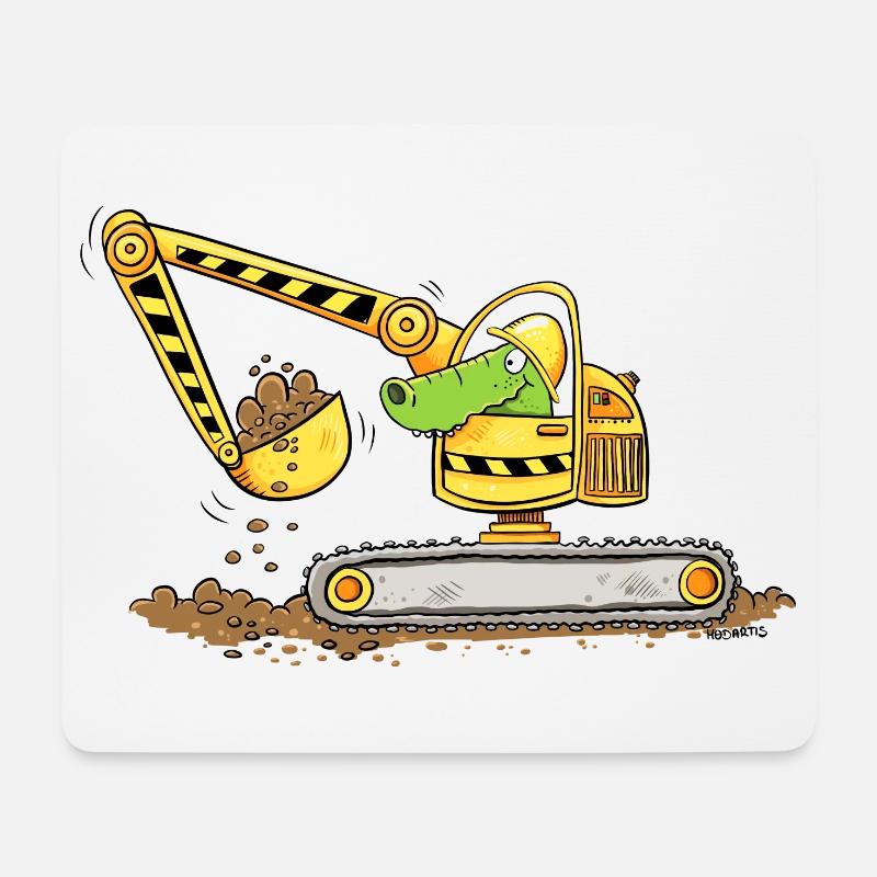 Bagger Mit Krokodil Baustelle Baggerfahrer Jungen - Mousepad (Querformat) - Weiß