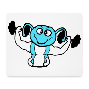 Raupe Bodybuilder Muskelaufbau Stark Fitness Gym - Mousepad (Querformat) - Weiß - Vorne