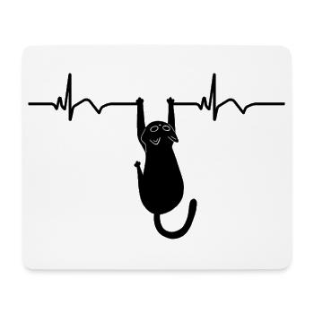 ECG du chat Fréquence cardiaque Battement de cœur - Tapis de souris (format paysage) - blanc - Devant