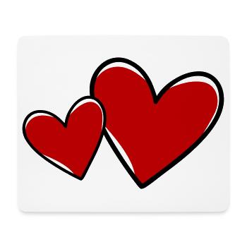 Coeurs Symbole Amour - Tapis de souris (format paysage) - blanc - Devant