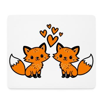 Fuchs Paar Herzen Liebe - Mousepad (Querformat) - Weiß - Vorne