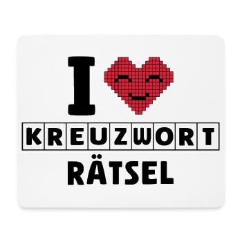 Ich liebe Kreuzworträtzel, Denksport - Mousepad (Querformat) - Weiß - Vorne