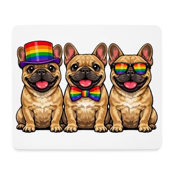 3 Frenchies Pride Dogs Couleurs Arc-en-ciel LGBTQ - Tapis de souris (format paysage) - blanc - Devant