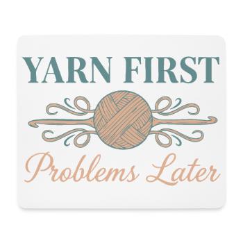 Crochet Lover Garn Erste Probleme später Lustig - Mousepad (Querformat) - Weiß - Vorne