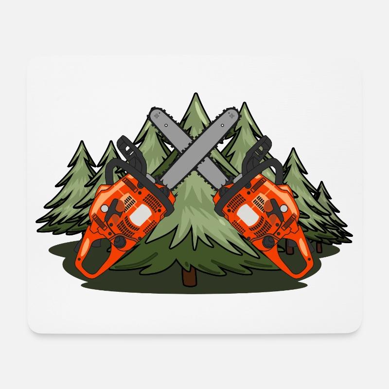Kettensägen-Wald - Mousepad (Querformat) - Weiß
