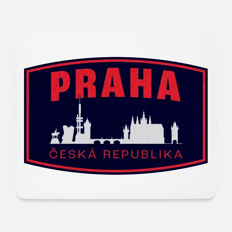 Praha Skyline Silhouette - Mousepad (Querformat) - Weiß