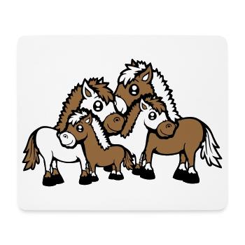 4 Pferde Familie Kinder Mama Papa Vater Mutter süß - Mousepad (Querformat) - Weiß - Vorne