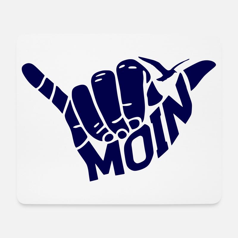 Handzeichen "MOIN" - Mousepad (Querformat) - Weiß