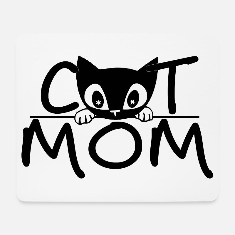 Cat Mom – Cute Minimal Line Art Design - Mousepad (Querformat) - Weiß