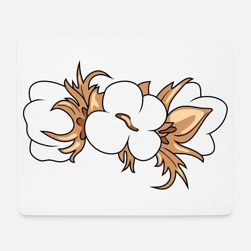 Blühende Baumwolle - Mousepad (Querformat) - Weiß