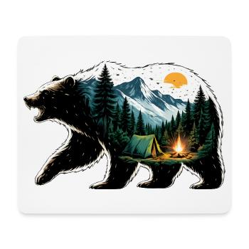 Aventure ursine: camping en montagne - Tapis de souris (format paysage) - blanc - Devant