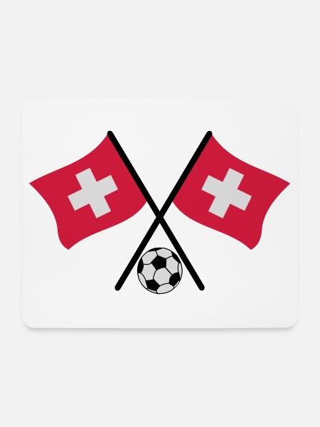 Schweizer Fussball Flagge - Mousepad (Querformat) - Weiß