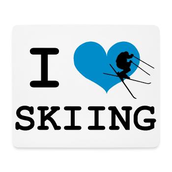I Love Skiing - Mousepad (Querformat) - Weiß - Vorne