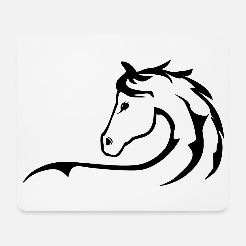 Pferd, Pferde, Pferdesilhouette - Mousepad (Querformat) - Weiß
