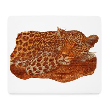 wunderschöne Raubkatze, Panthera pardus auf Ast - Mousepad (Querformat) - Weiß - Vorne