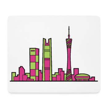 Guangzhou City Skyline Kanton Turmlinie Kunst - Mousepad (Querformat) - Weiß - Vorne